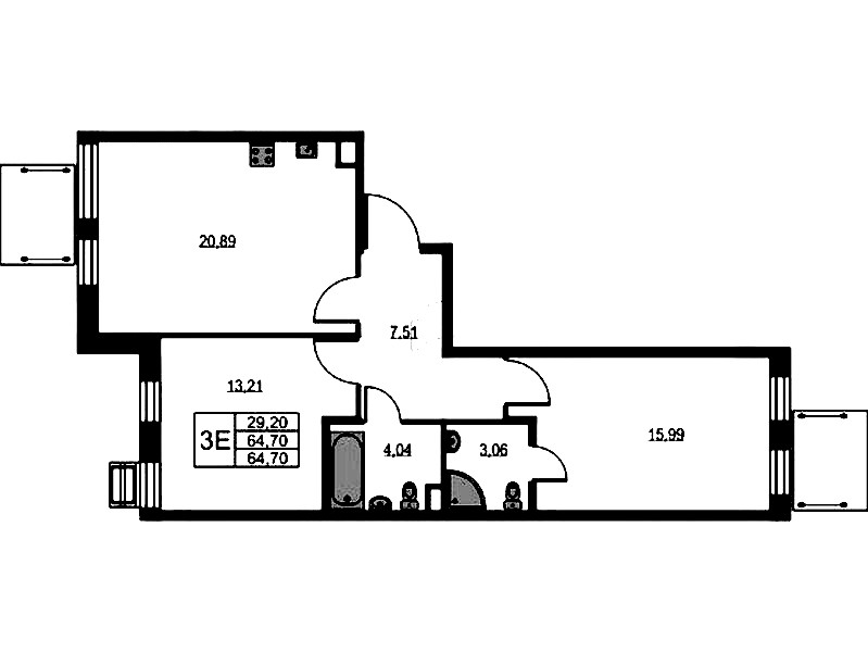 2-комнатная квартира 64.9 м², 2/10 эт., ЖК «VEREN NEXT Шуваловский»